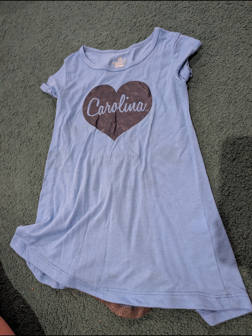 Carolina Heart Graphic Tee Dress - Light Blue 3t